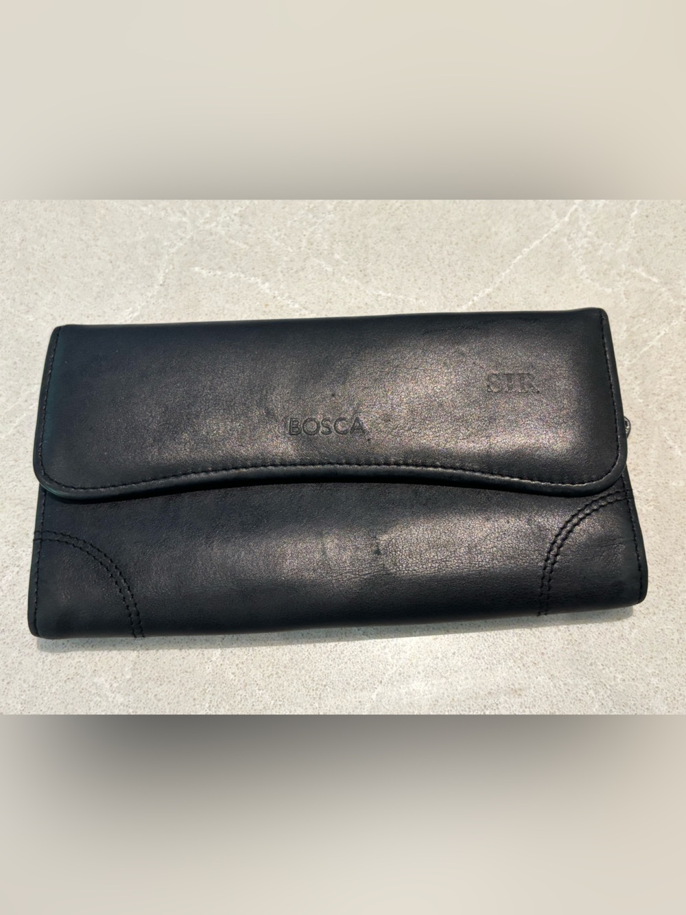Bosca Heritage Italian Leather Long Continental Flap Wallet Black Custom SIR